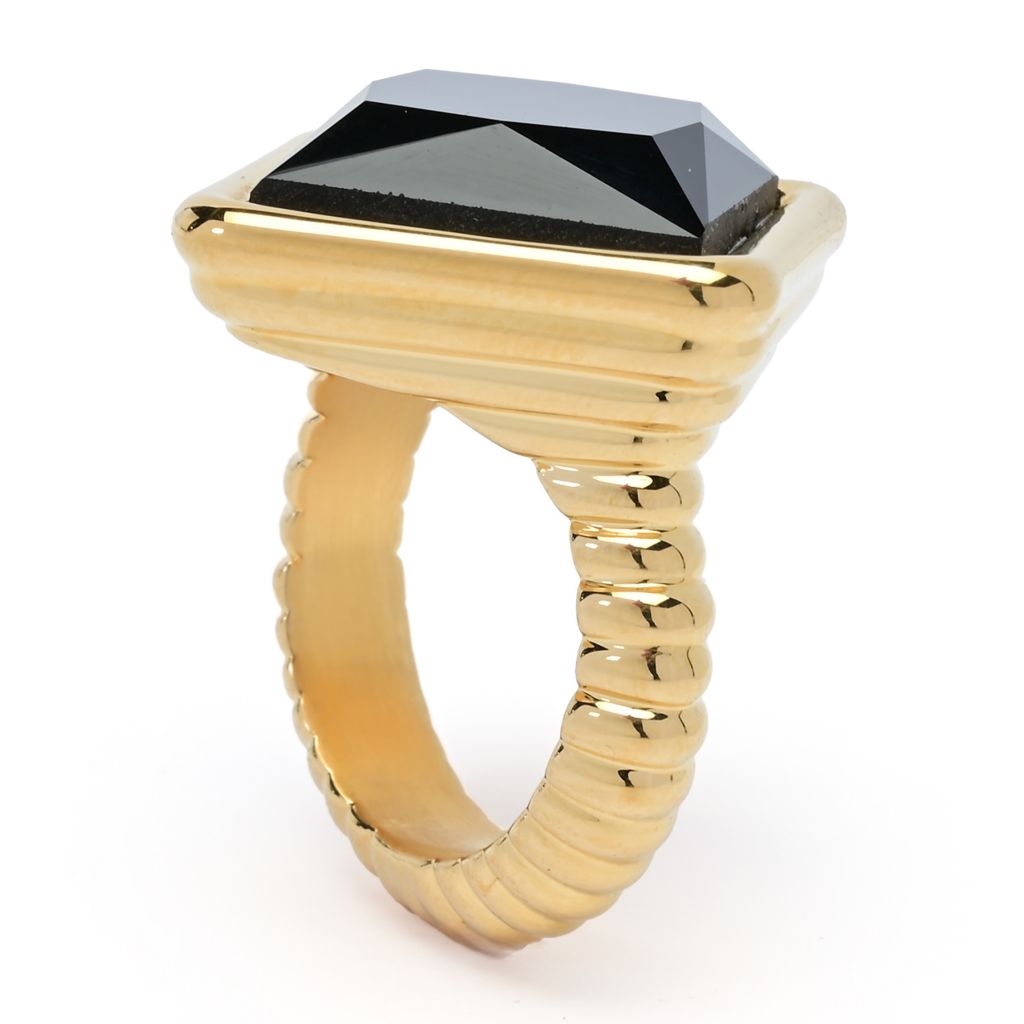 VOGA Collection 18K Gold Electroform Choice of 15mm Square Gem Ring by Steals