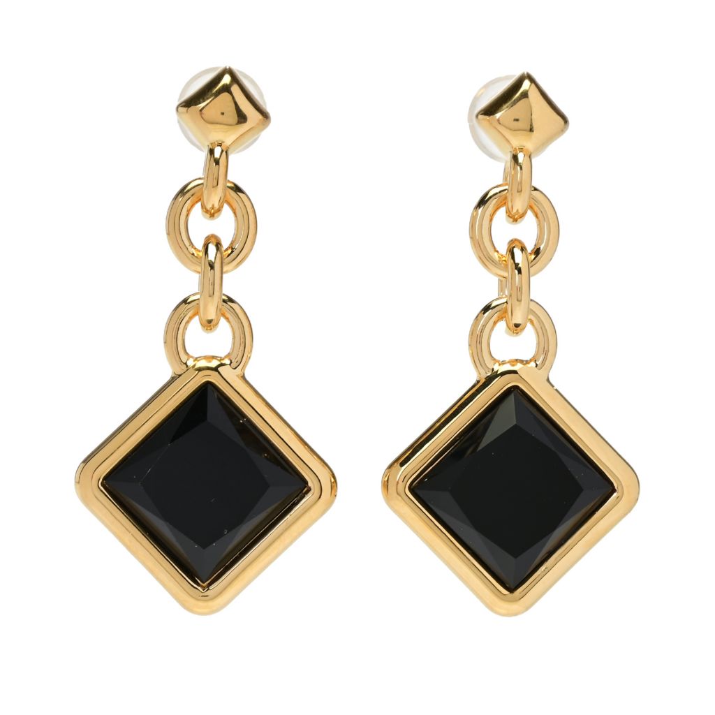VOGA Collection 18K Gold Electroform Choice of Square Gem Dangle Earrings by Steals