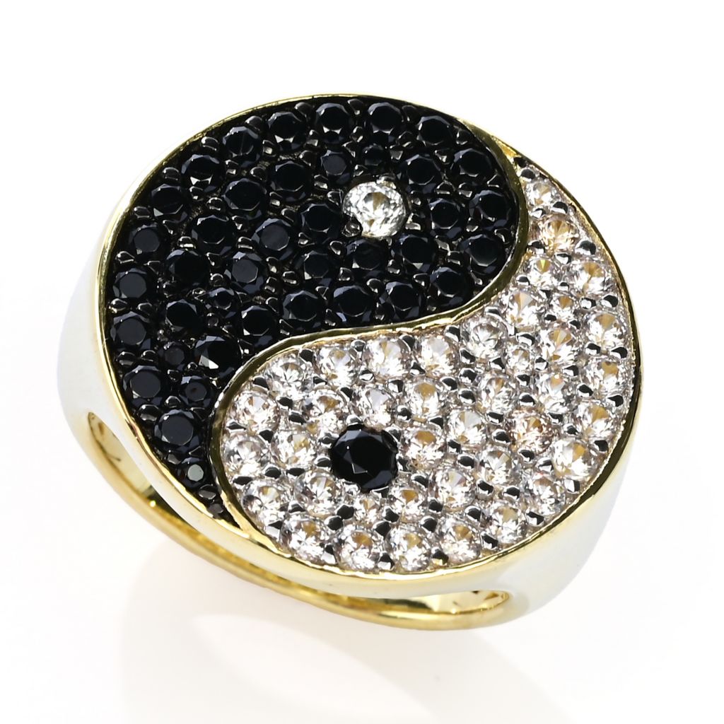 18K Gold Plated 2.58ctw White Zircon & Spinel Yin & Yang Ring by Steals