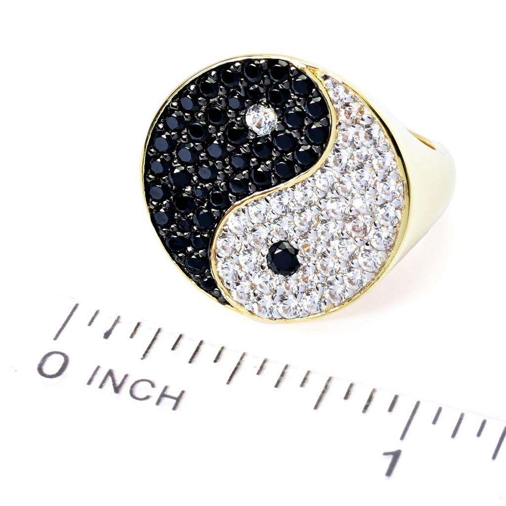 18K Gold Plated 2.58ctw White Zircon & Spinel Yin & Yang Ring by Steals