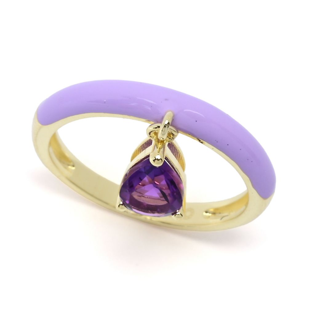 18K Gold Plated Choice of Enamel & Gemstone Charm Ring by Steals