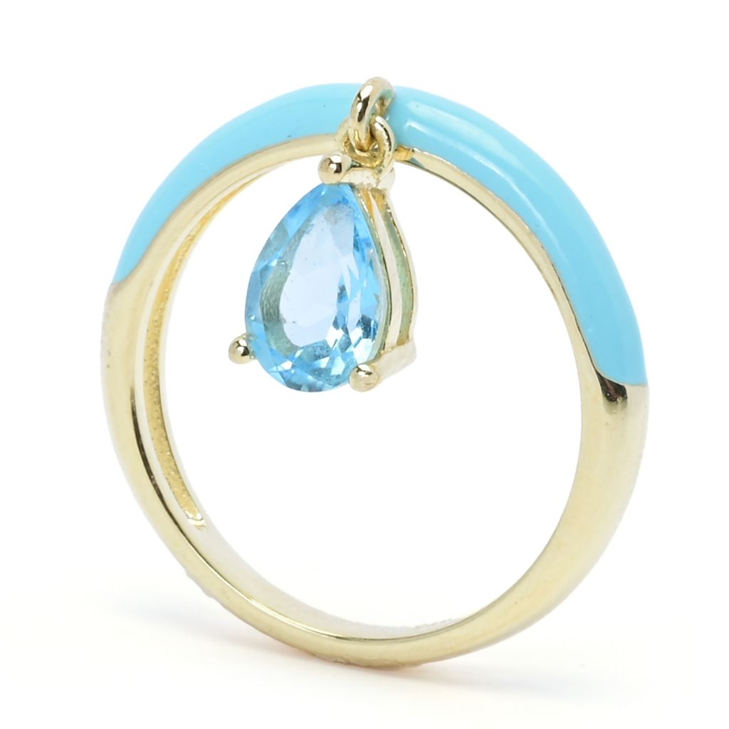 18K Gold Plated Choice of Enamel & Gemstone Charm Ring by Steals