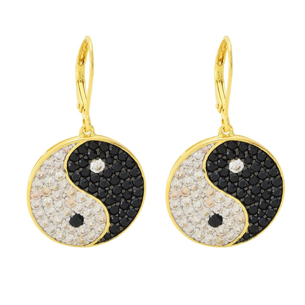 18K Gold Plated 5.24ctw Zircon & Spinel Yin & Yang Drop Earrings by Steals
