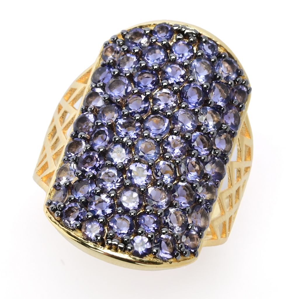 18K Gold Plated Choice of Exotic Gemstone Pave ID "Dog Tag" Ring by Steals