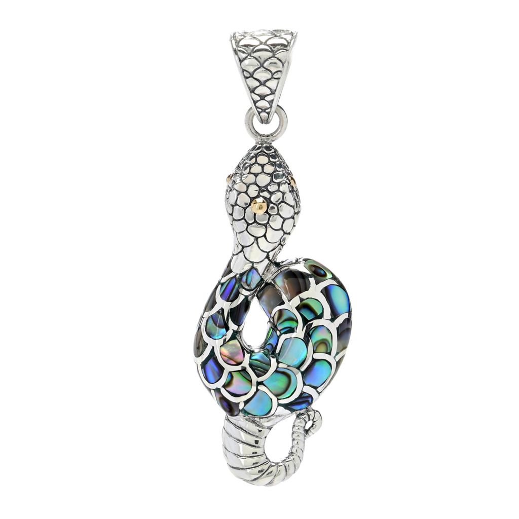 Artisan Silver by Samuel B. 18K Gold Accented Abalone Snake Pendant by Steals