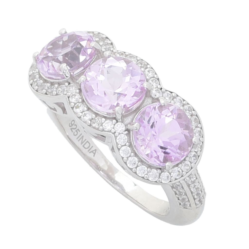Gem Treasures Sterling Silver 5.90ctw Kunzite & Zircon Ring by Steals