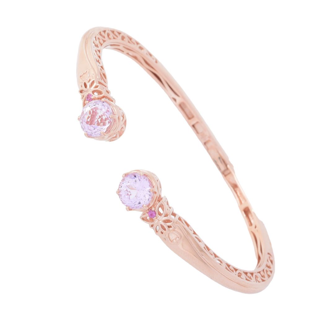 Gem Treasures 2.86ctw Kunzite & Rhodolite Garnet Cuff Bracelet by Steals