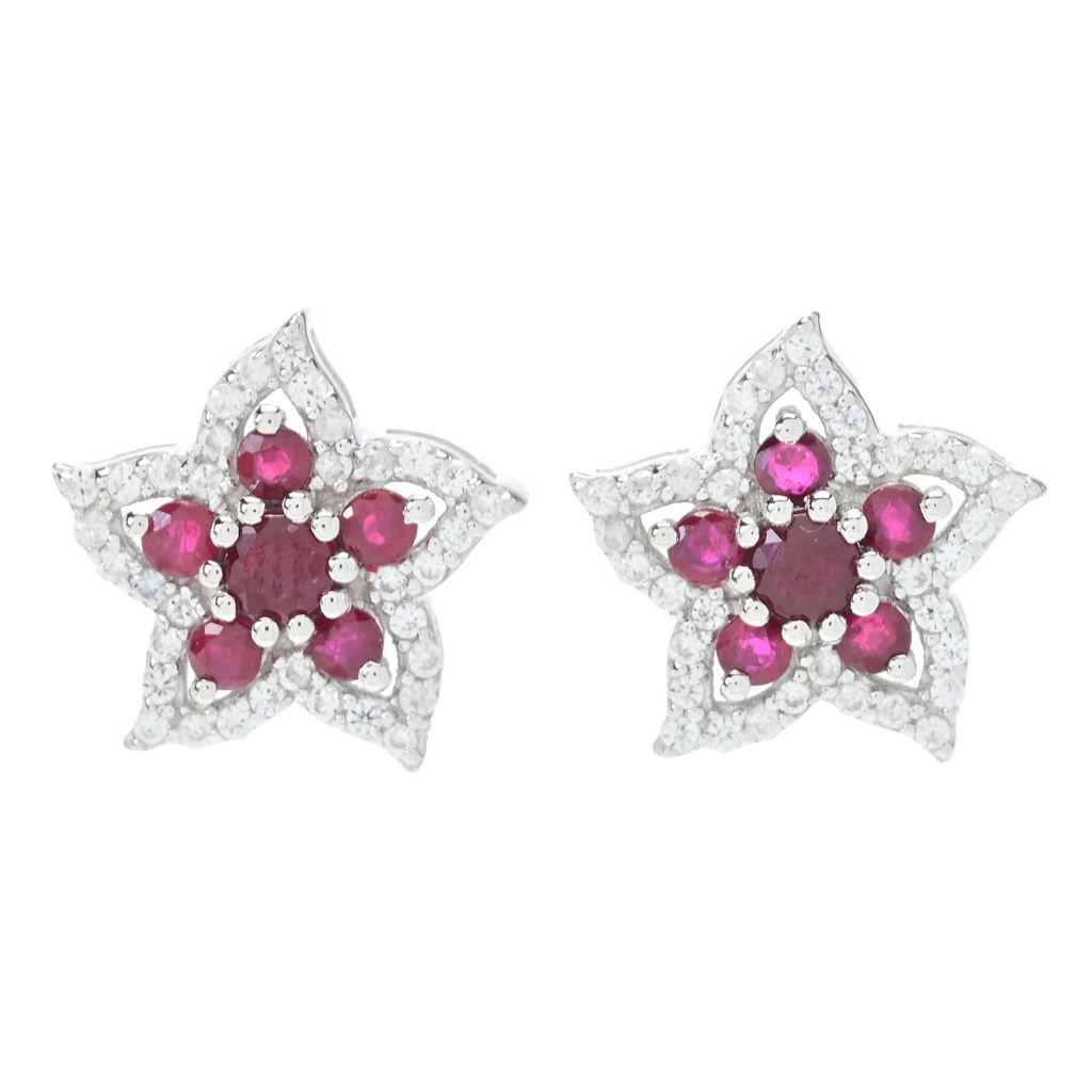 Gem Treasures Choice of Precious Gem & Zircon Flower Stud Earrings by Steals