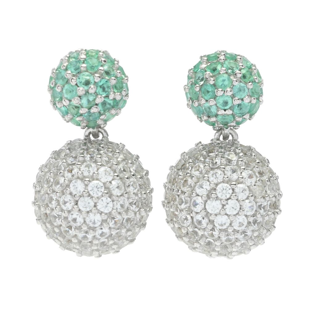 Gem Treasures Choice of Precious Gem & Zircon Pave Disco Ball Earrings by Steals