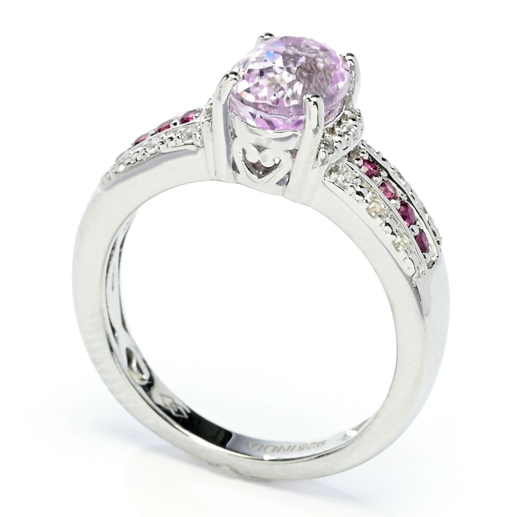 Gem Treasures 1.69ctw Kunzite, Rhodolite Garnet & White Zircon Ring by Steals
