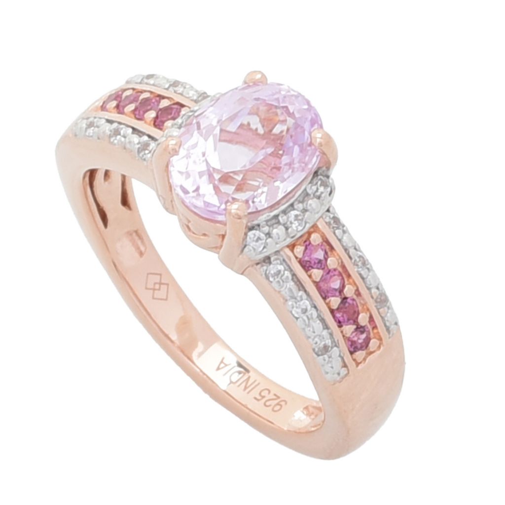 Gem Treasures 1.69ctw Kunzite, Rhodolite Garnet & White Zircon Ring by Steals