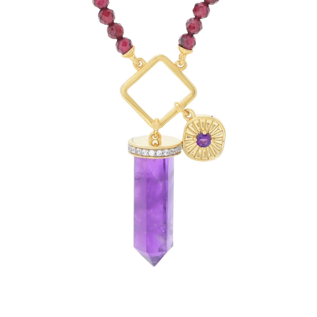 Gem Treasures 18K Vermeil Choice of Gem Crystal Charm Beaded Necklace by Steals