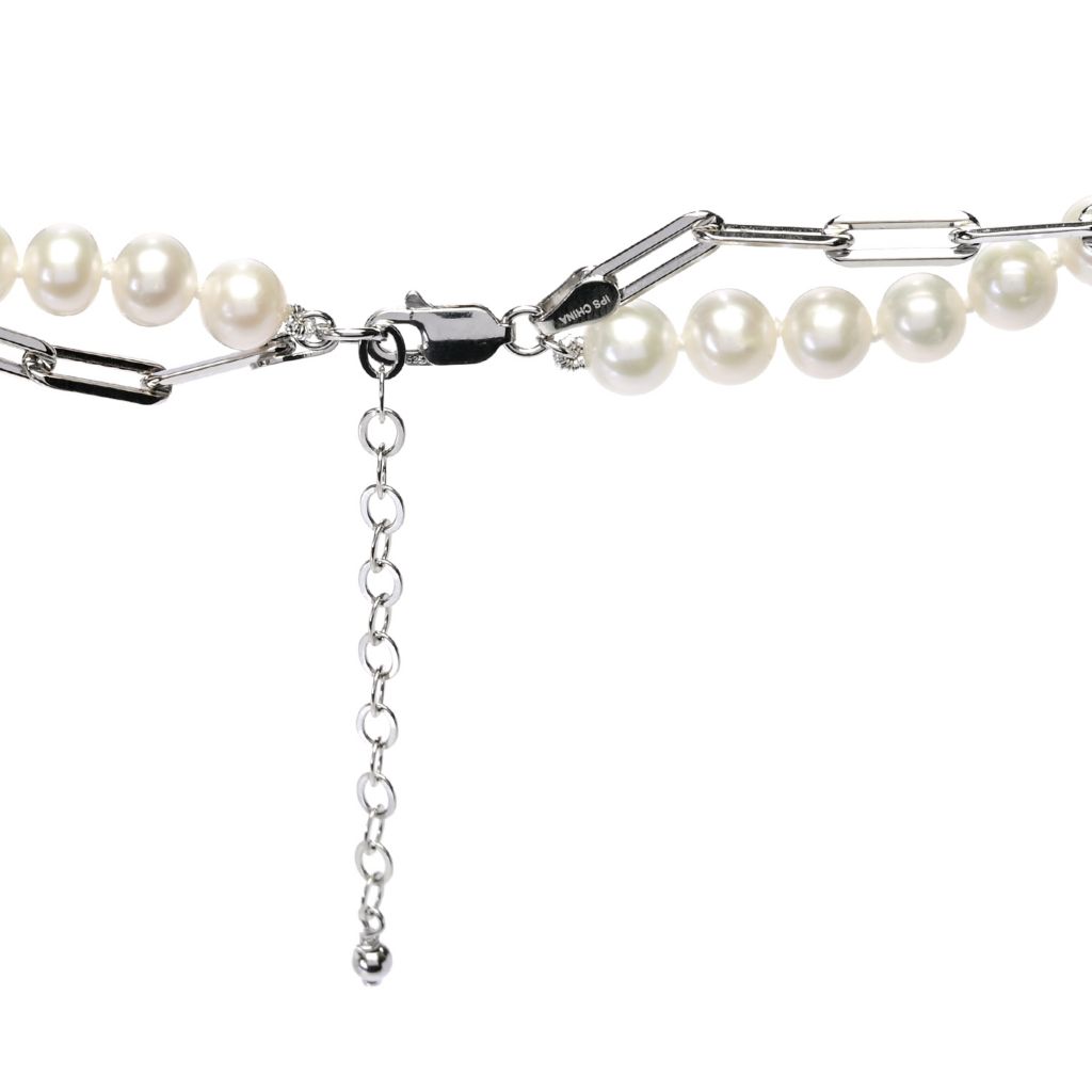 Imperial Pearl Freshwater Cultured Pearl & Paperclip Chain 2-Row Necklace by Steals