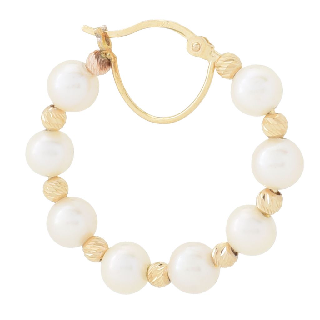 Imperial Pearl Freshwater Cultured Pearl Bead Hoop Earrings by Steals