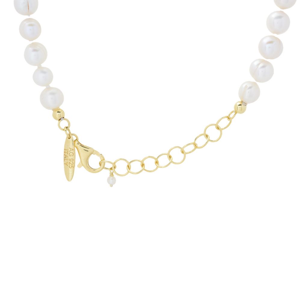 Graziella 23K Gold Plated Carved Rose Cross Pendant w/ Cultured Pearl Necklace by Steals