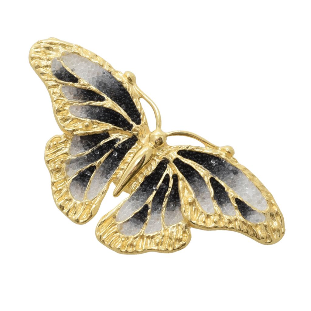 Graziella 23K Gold Plated Choice of Color Enamel Butterfly Ring by Steals