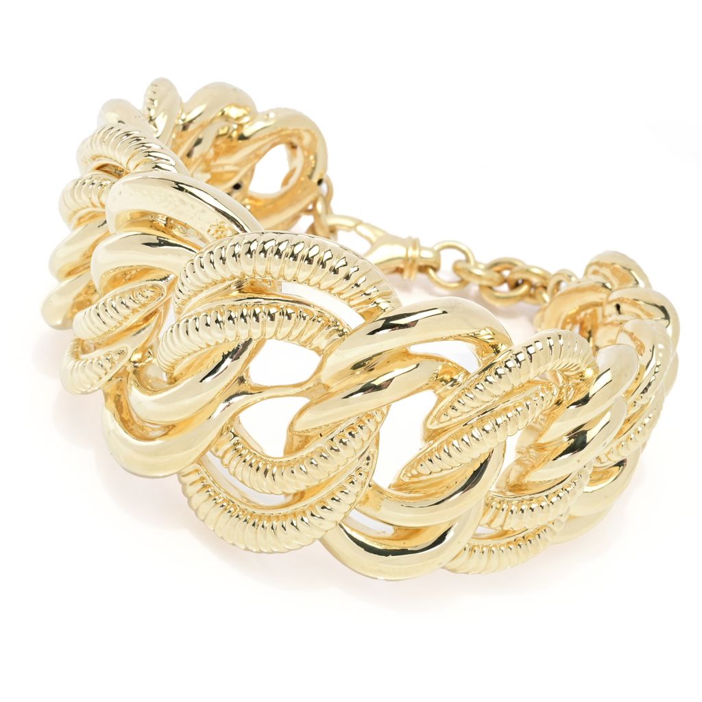 Graziella 23K Gold Plated Electroform Interlocking Rings Bracelet by Steals