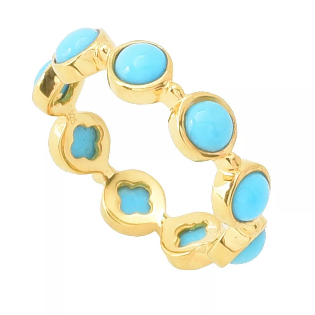 Elemental Gems 18K Gold Plated Choice of Gemstone Eternity Band Ring by Steals