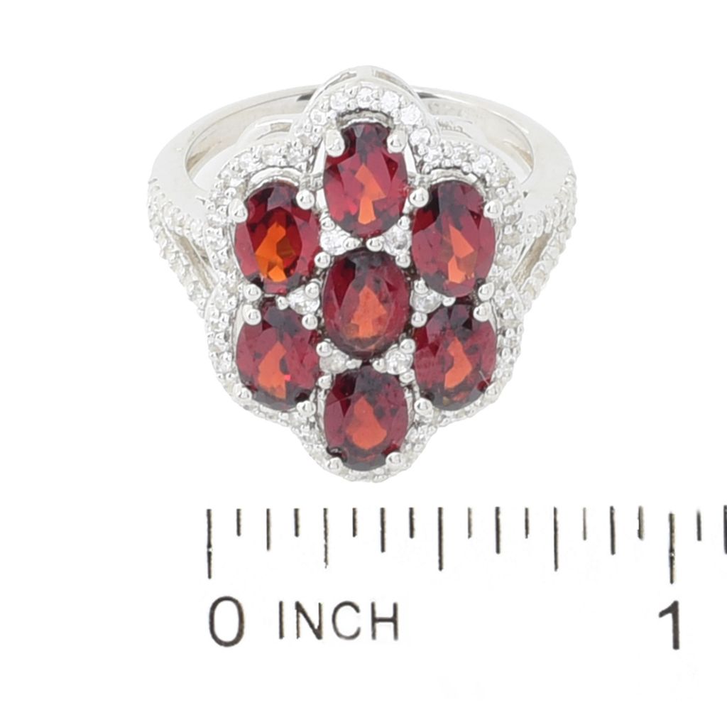Elemental Gems Platinum Plated 4.95ctw Garnet & White Zircon Cluster Ring by Steals