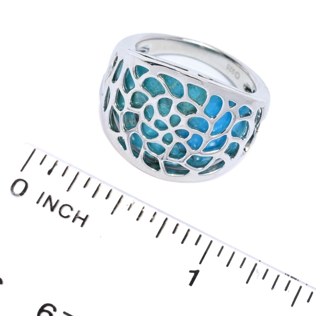 Elemental Gems Platinum Plated Blue Mohave Turquoise Inlay Overlay Ring by Steals