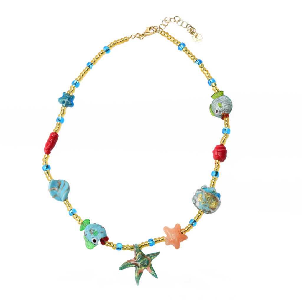 Il Murano di Francesca 18K Gold Plated Sealife Murano Glass Necklace by Steals
