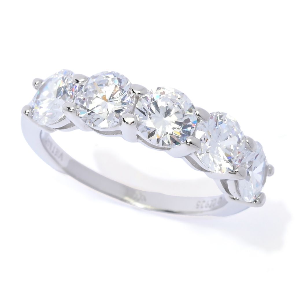 Brilliante Platinum Plated 0.75 DEW Simulated Diamond 5-Stone Ring by Steals