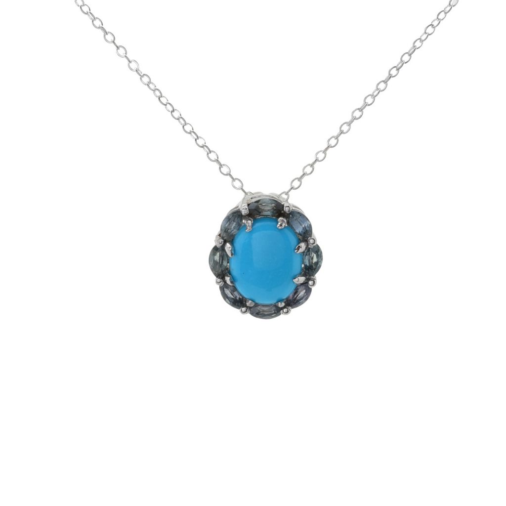 Elemental Gems Sleeping Beauty Turquoise & Montana Sapphire Pendant w/ Chain by Steals