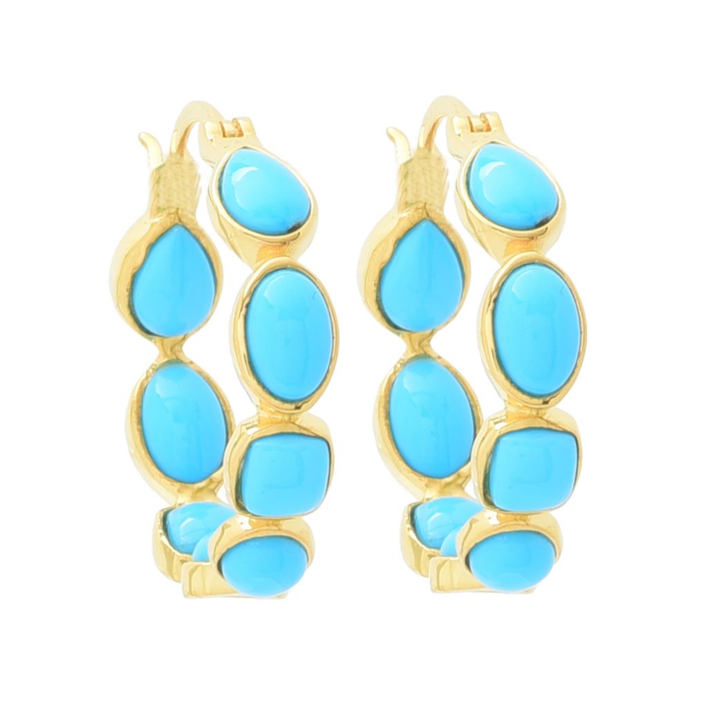 Elemental Gems Multi Shape Sleeping Beauty Turquoise Hoop Earrings by Steals