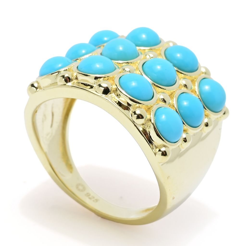 Elemental Gems Sleeping Beauty Turquoise Triple Row Wide Band Ring by Steals