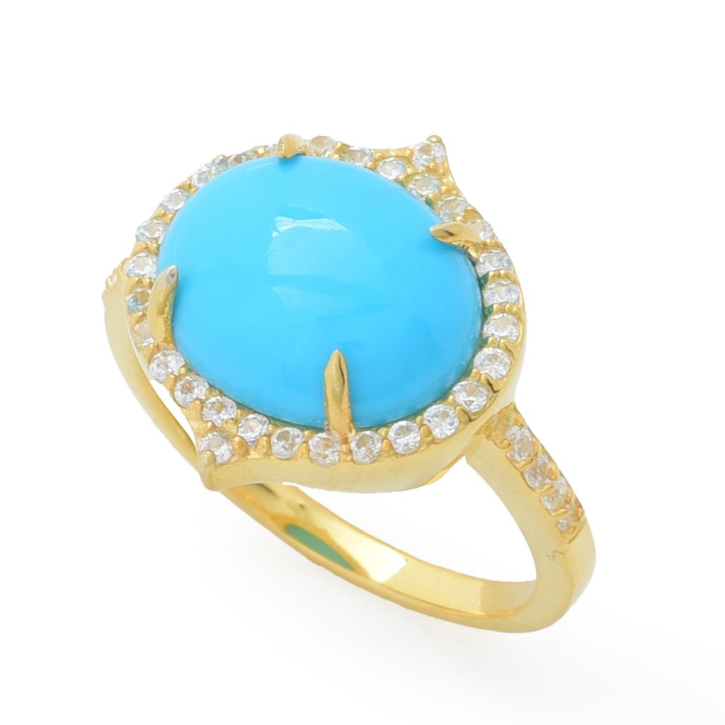 Elemental Gems Sleeping Beauty Turquoise & Zircon East-West Ring by Steals