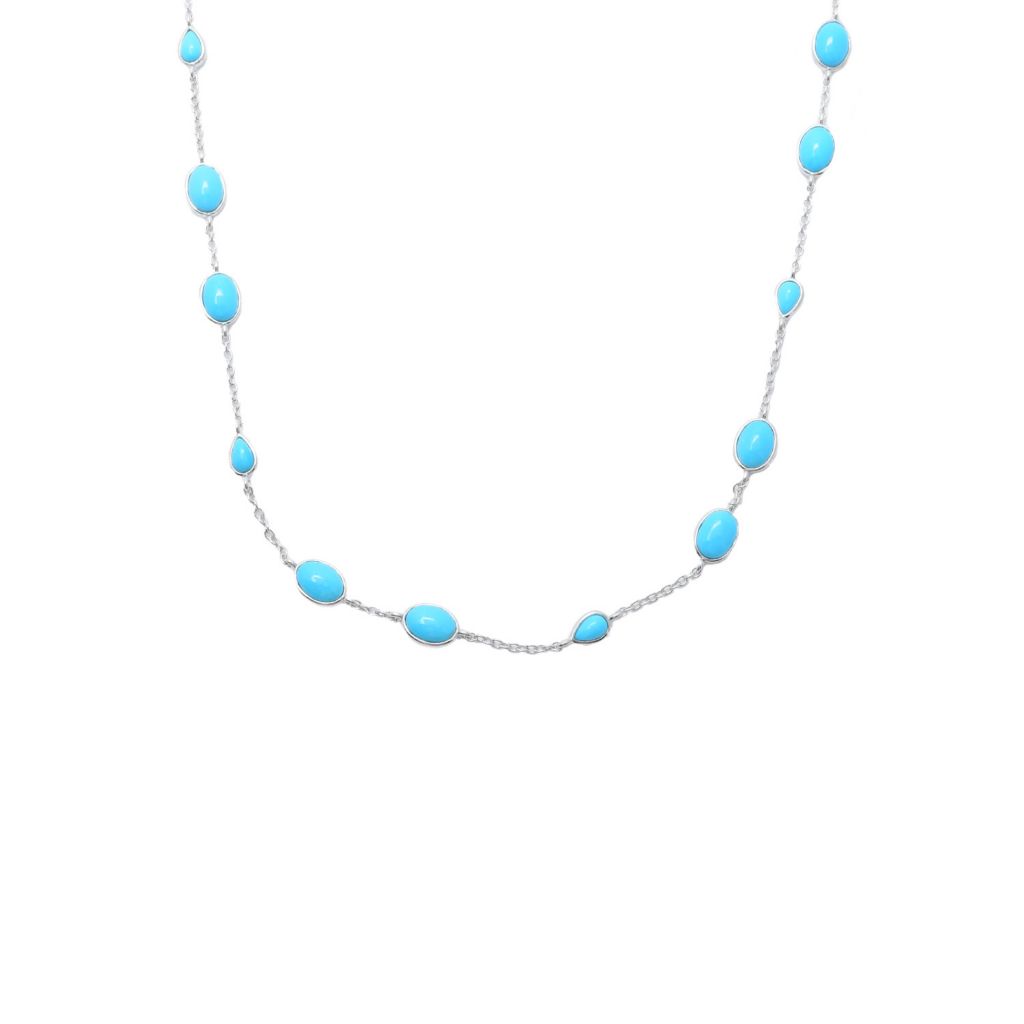 Elemental Gems Platinum Plated Sleeping Beauty Turquoise Station Necklace by Steals
