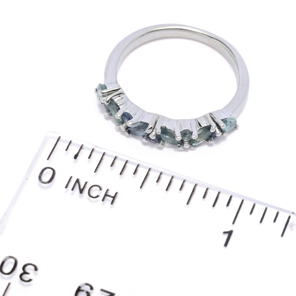 Elemental Gems Platinum Plated 1.38ctw Montana Peacock Sapphire Stack Ring by Steals