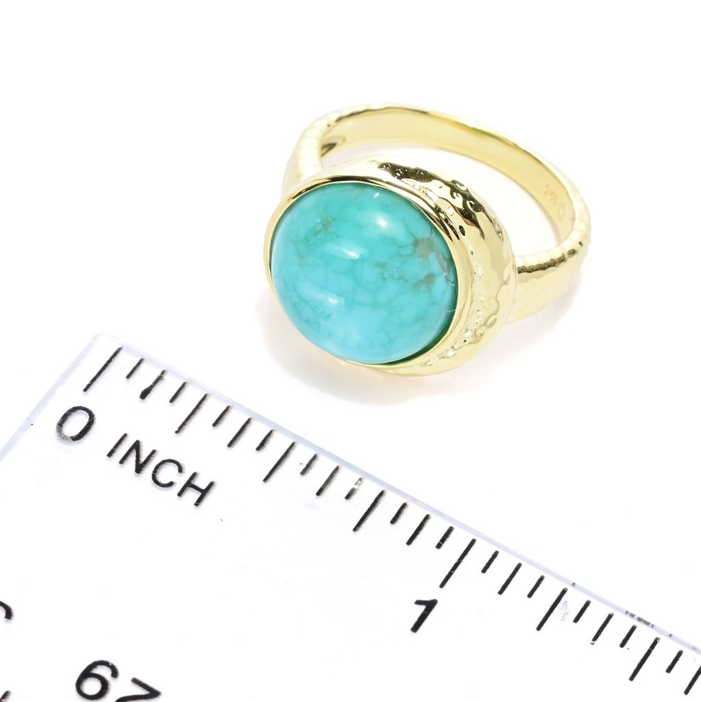 Elemental Gems 18K Gold Plated Campitos Turquoise Crescent Moon Ring by Steals