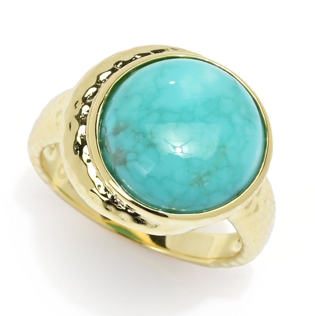 Elemental Gems 18K Gold Plated Campitos Turquoise Crescent Moon Ring by Steals