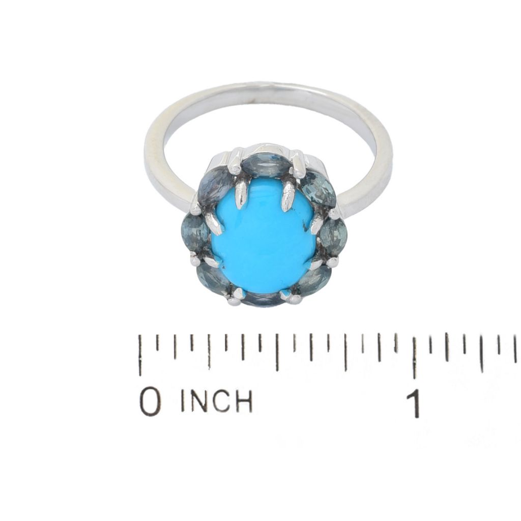 Elemental Gems Sleeping Beauty Turquoise & Montana Sapphire Halo Ring by Steals