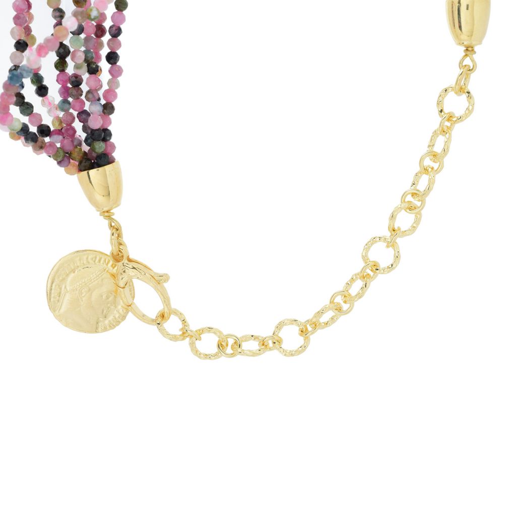 Toscana Italiana 18K Gold Plated Multi Strand Tourmaline Necklace by Steals