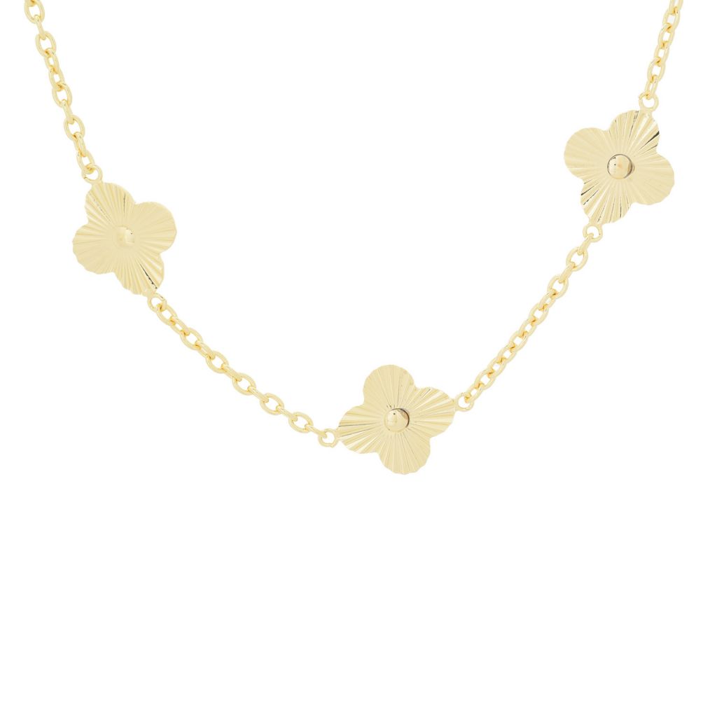 Toscana Italiana 18K Gold Plated or Platinum Plated Clover Station Necklace by Steals