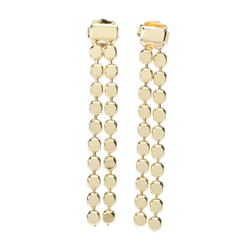 Toscana Italiana 18K Gold Plated Double Row Polished Disc Dangle Earrings by Steals