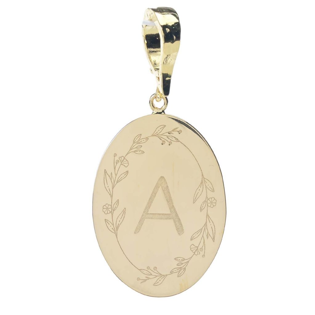 Toscana Italiana 18K Gold Plated Floral Detailed Initial Enhancer Pendant by Steals