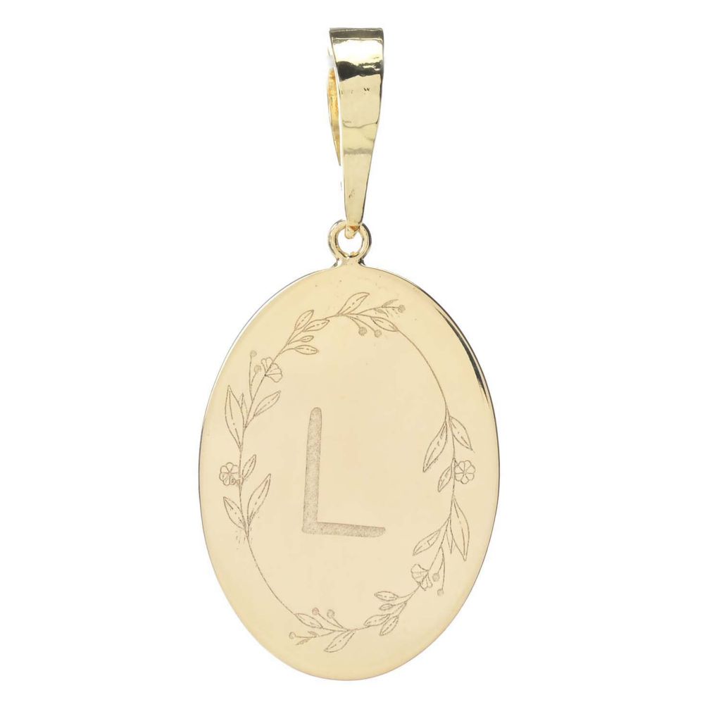Toscana Italiana 18K Gold Plated Floral Detailed Initial Enhancer Pendant by Steals