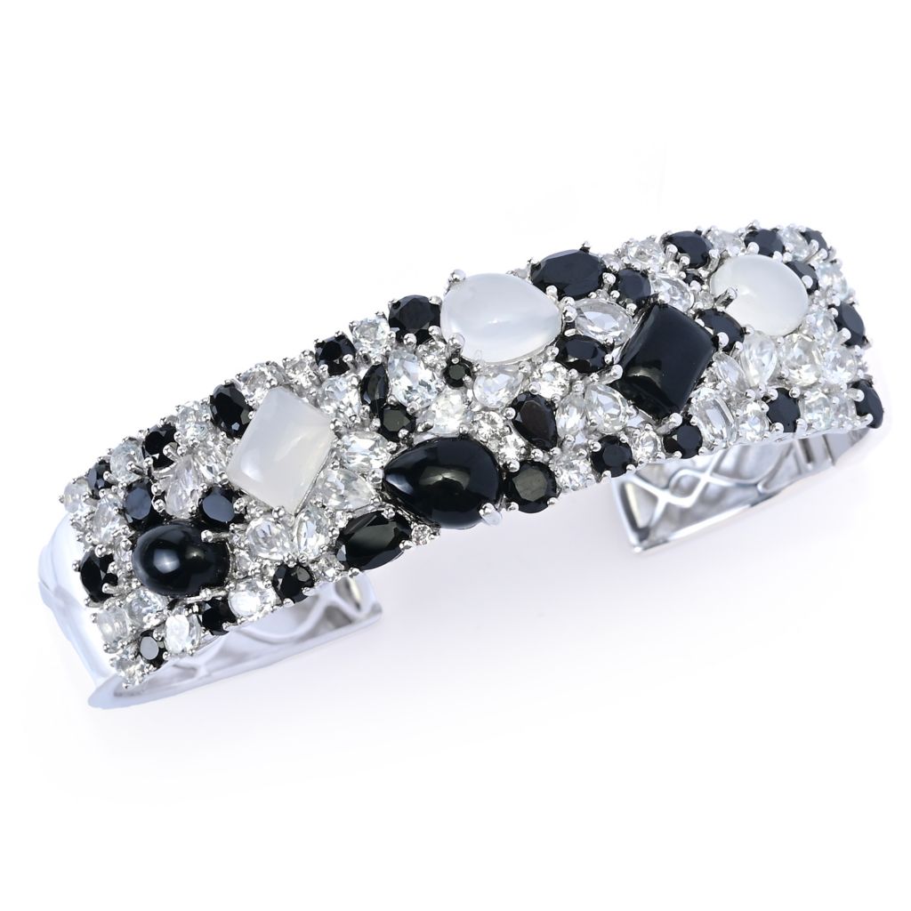 Gem Treasures Sterling Silver Choice of Gemstone Combo Cuff Bracelet by Steals