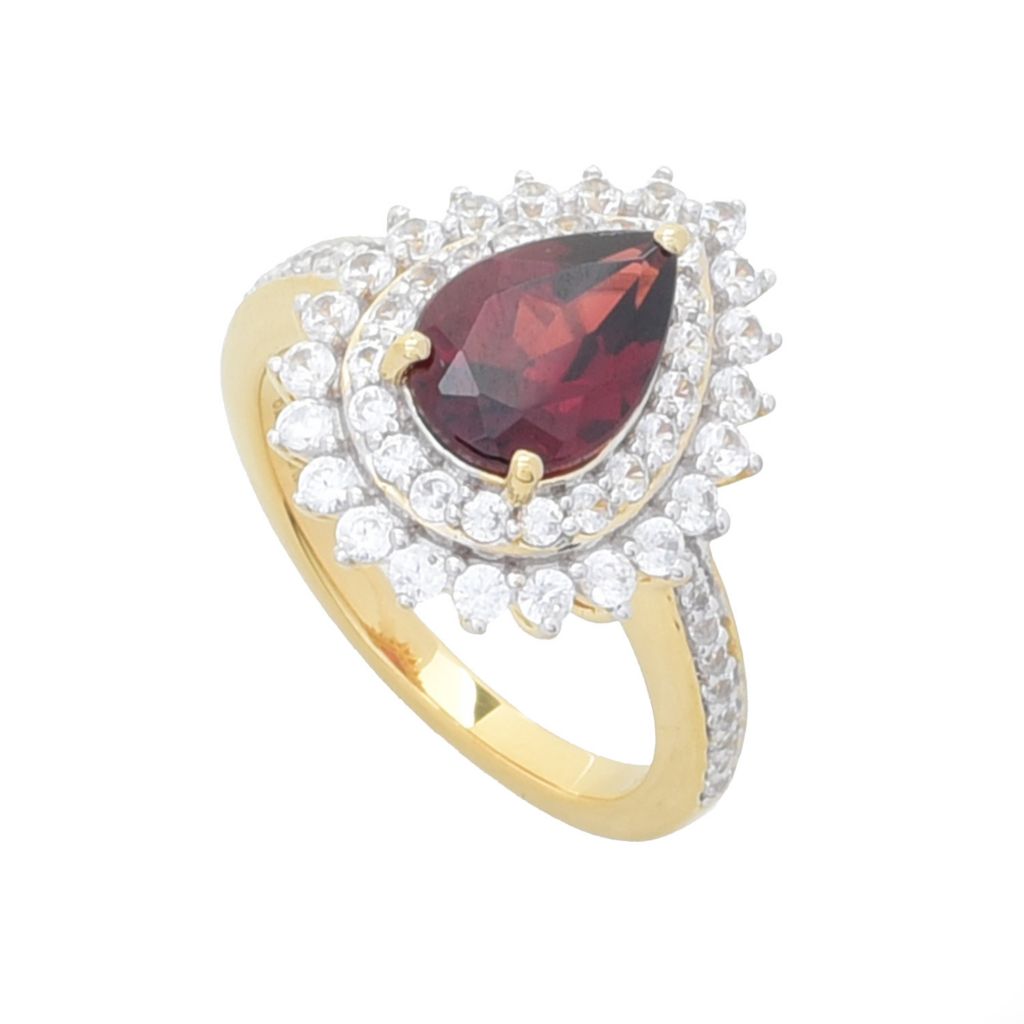 Gem Treasures 18K Vermeil 3.12ctw Mozambique Red Garnet & Zircon Ring by Steals