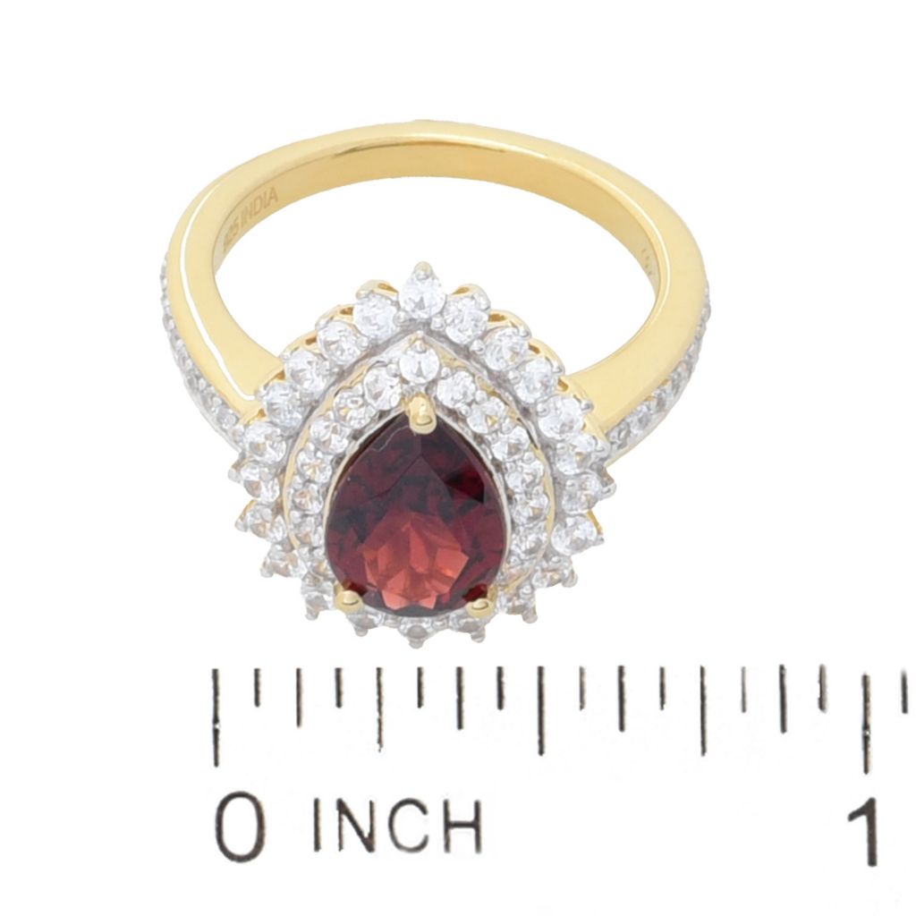 Gem Treasures 18K Vermeil 3.12ctw Mozambique Red Garnet & Zircon Ring by Steals