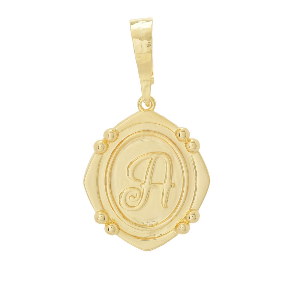 Toscana Italiana 18K Gold Plated Choice of Wax Seal Initial Enhancer Pendant by Steals