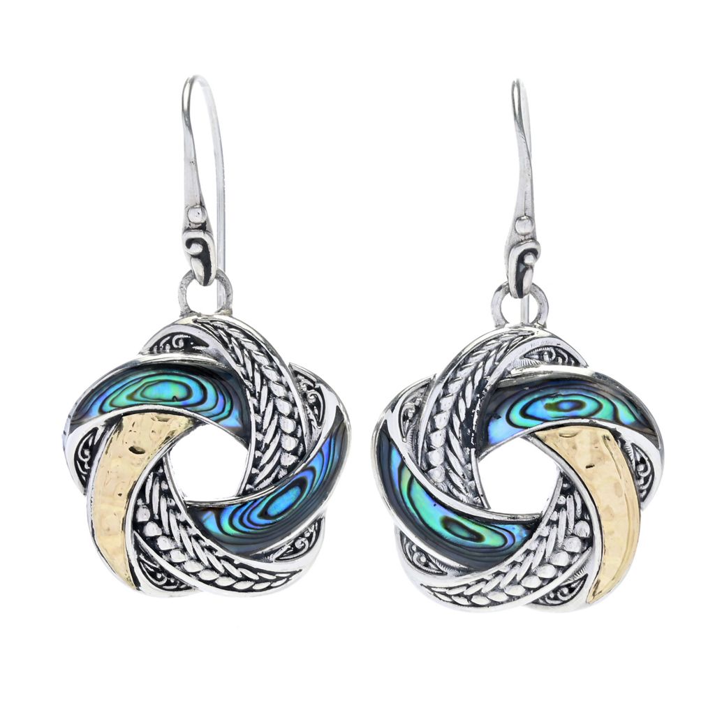 Artisan Silver by Samuel B. 18K Gold Accented Abalone Love Knot Earrings by Steals