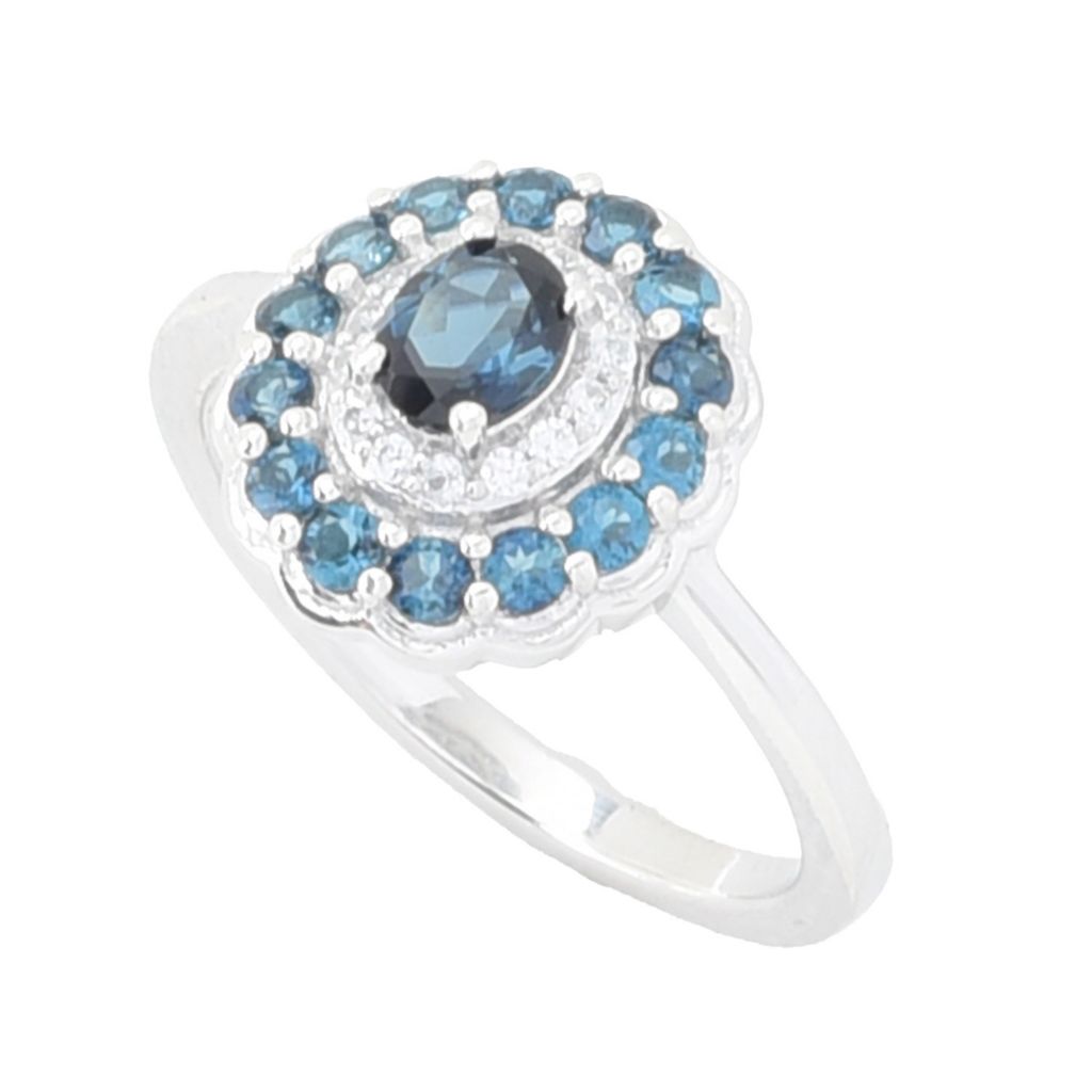 Gem Treasures 1.02ctw Indicolite & White Zircon Double Halo Ring by Steals