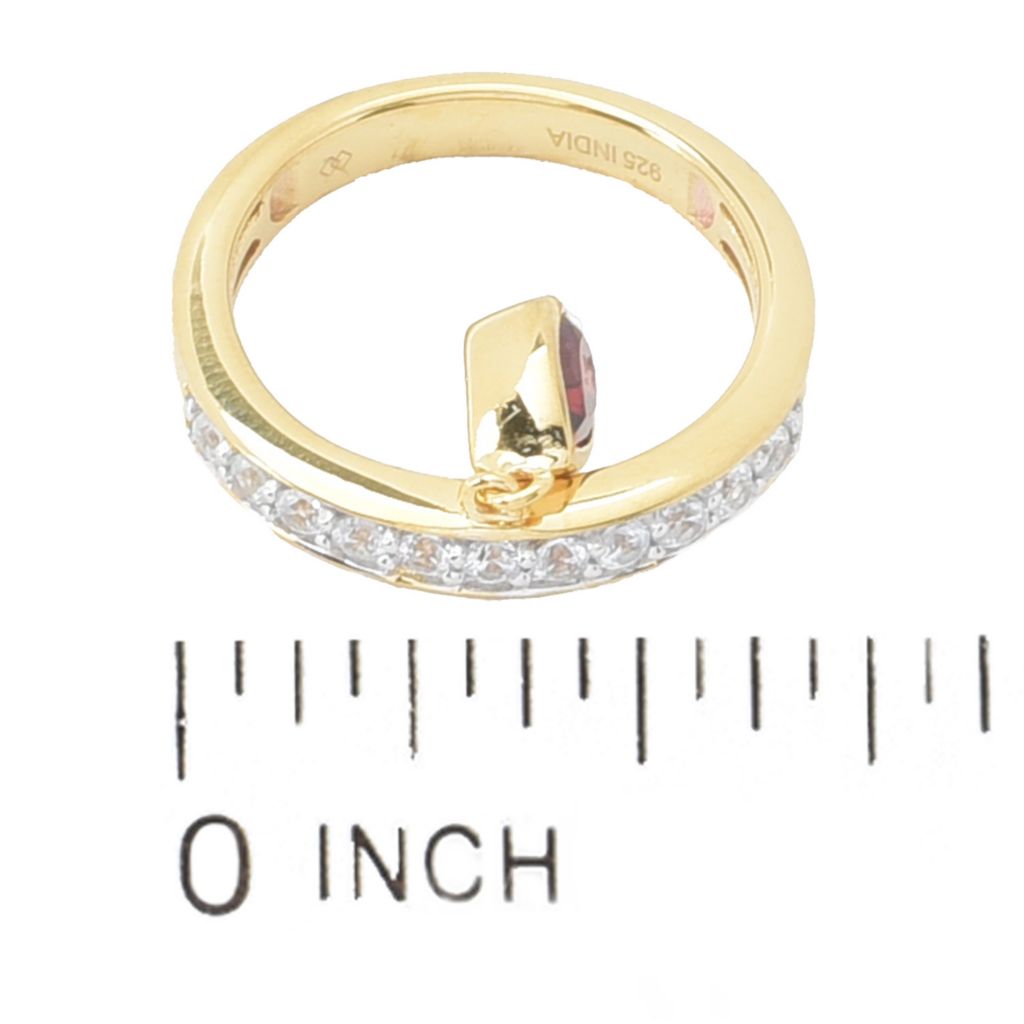 Gem Treasures 18K Vermeil 1.06ctw Garnet & White Zircon Charm Ring by Steals