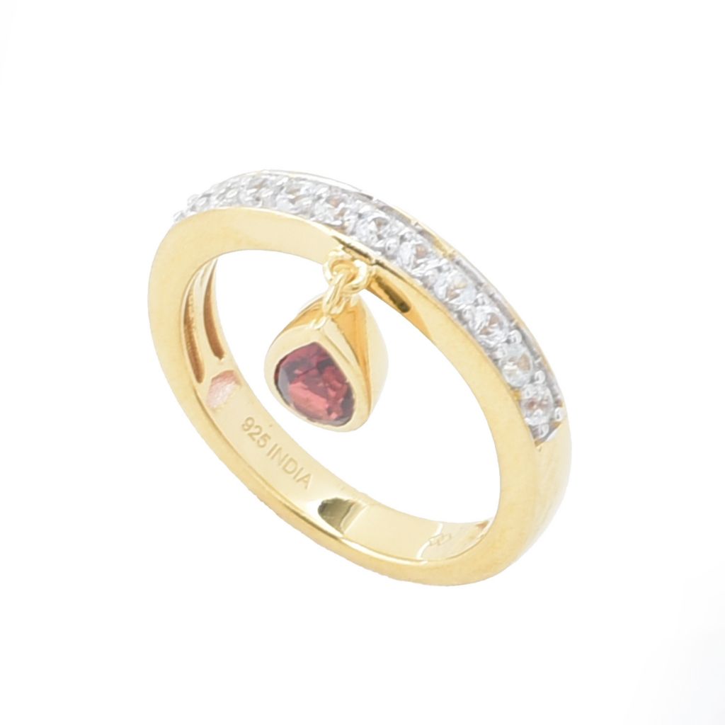 Gem Treasures 18K Vermeil 1.06ctw Garnet & White Zircon Charm Ring by Steals