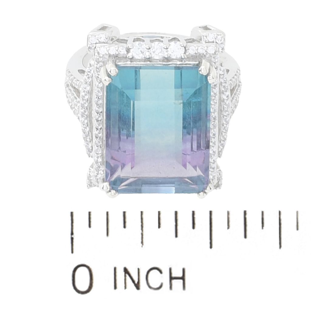 Gem Treasures 14.17ctw Emerald Cut Bicolor Fluorite & Zircon Ring by Steals