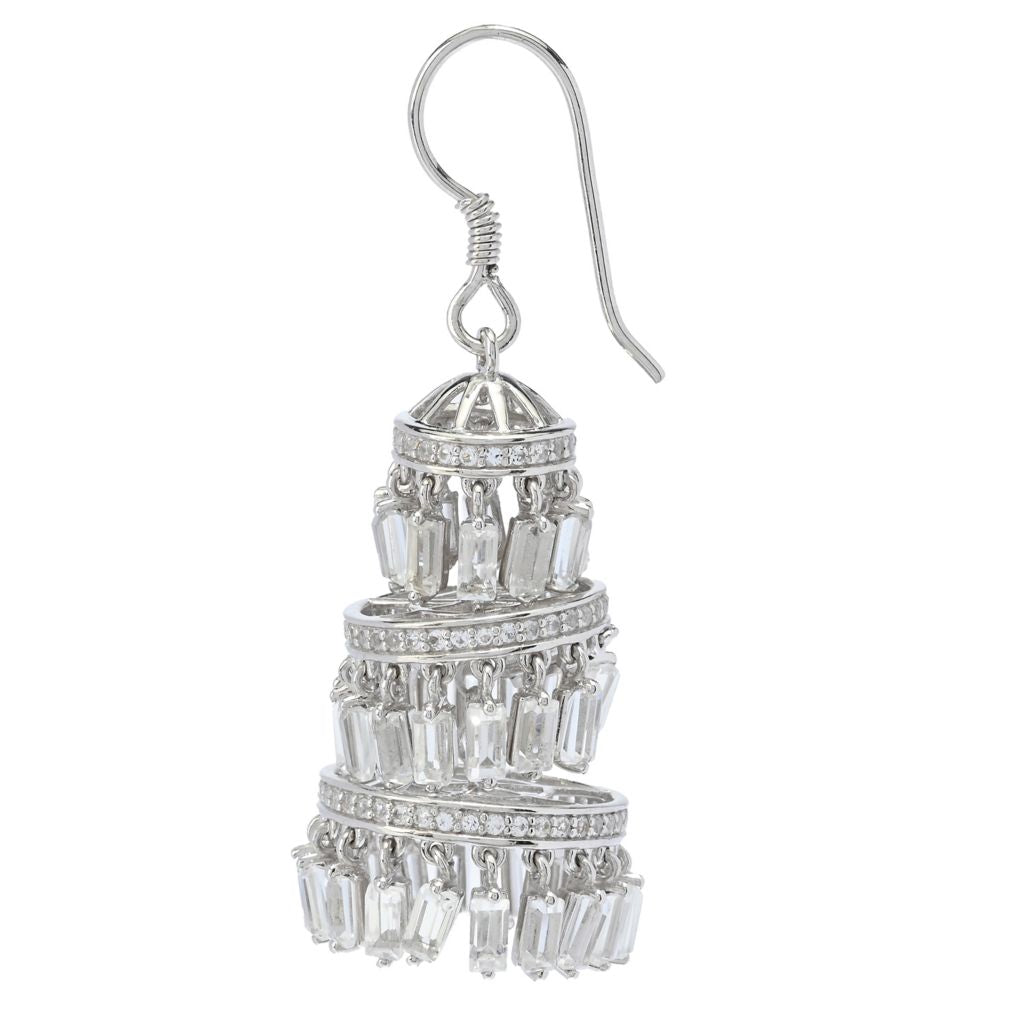 Gem Treasures 14.73ctw White Topaz Tiered Chandelier Drop Earrings by Steals
